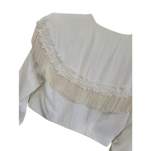 NEW Vintage The Collection By Eletra Casadei Crop Fringe Bolero Jacket Skirt Set - Picture 6 of 14